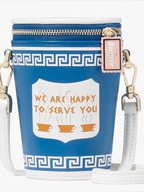 kate spade Tan and White Heart Cup Crossbody Bag NWT